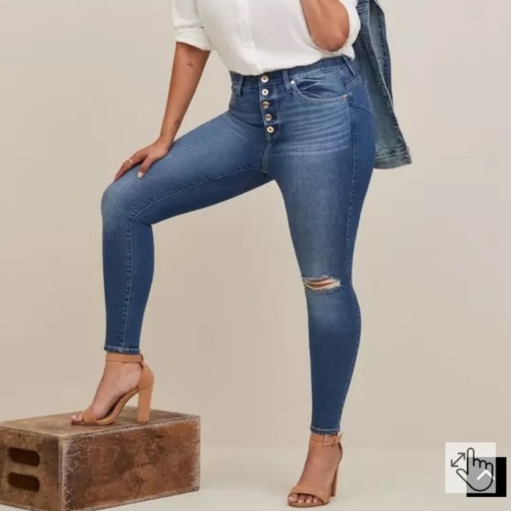 Torrid High Rise Button-Fly Blue Jeans